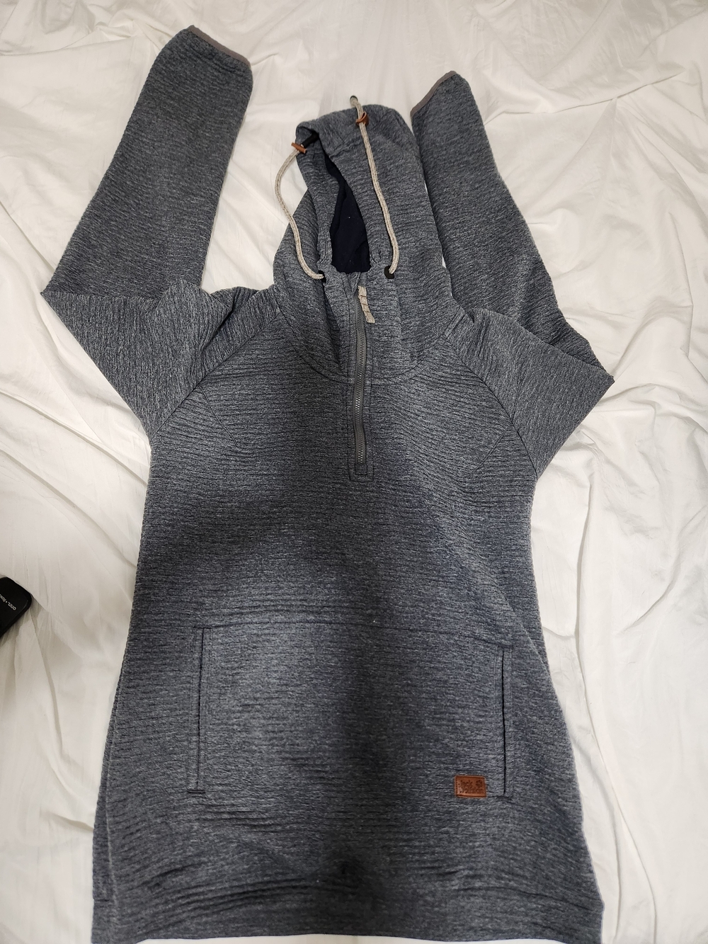 Heather Gray Hooded Women's Half-Zip Sweater